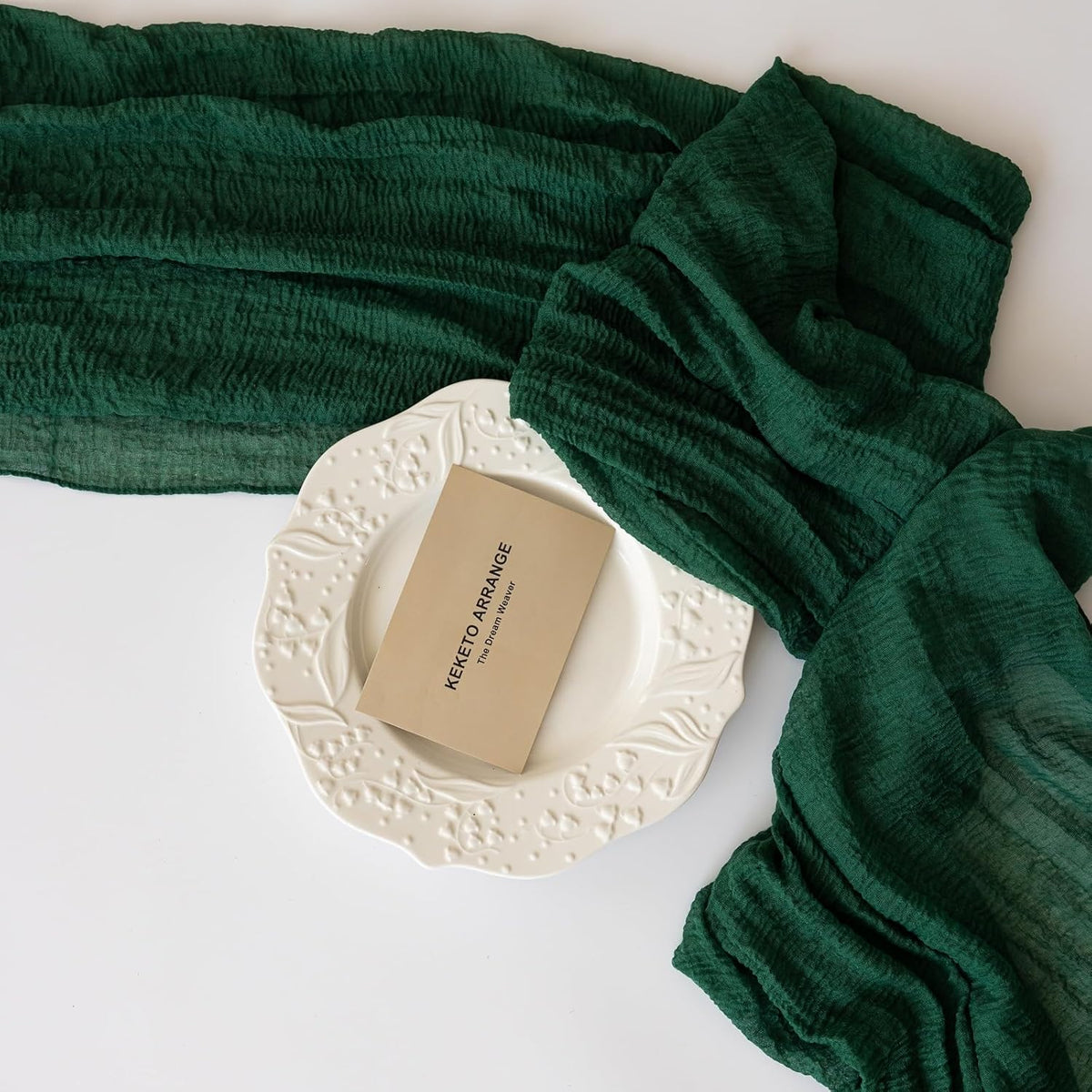Table Runner Emerald Green Cheesecloth Gauze 120 Inch 10 FT Rustic Boho Cheese Cloth Table Runner