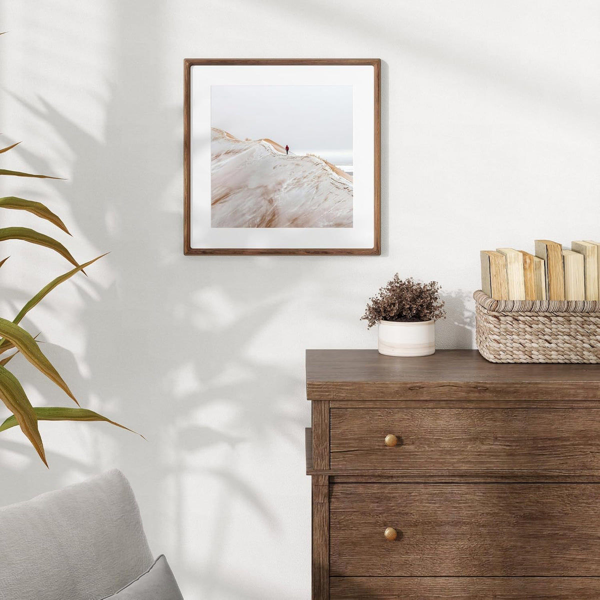 16x16 Picture Frame USA-Sourced Natural Walnut Wood Solid Original Wood Photo Frame Rounded Corner