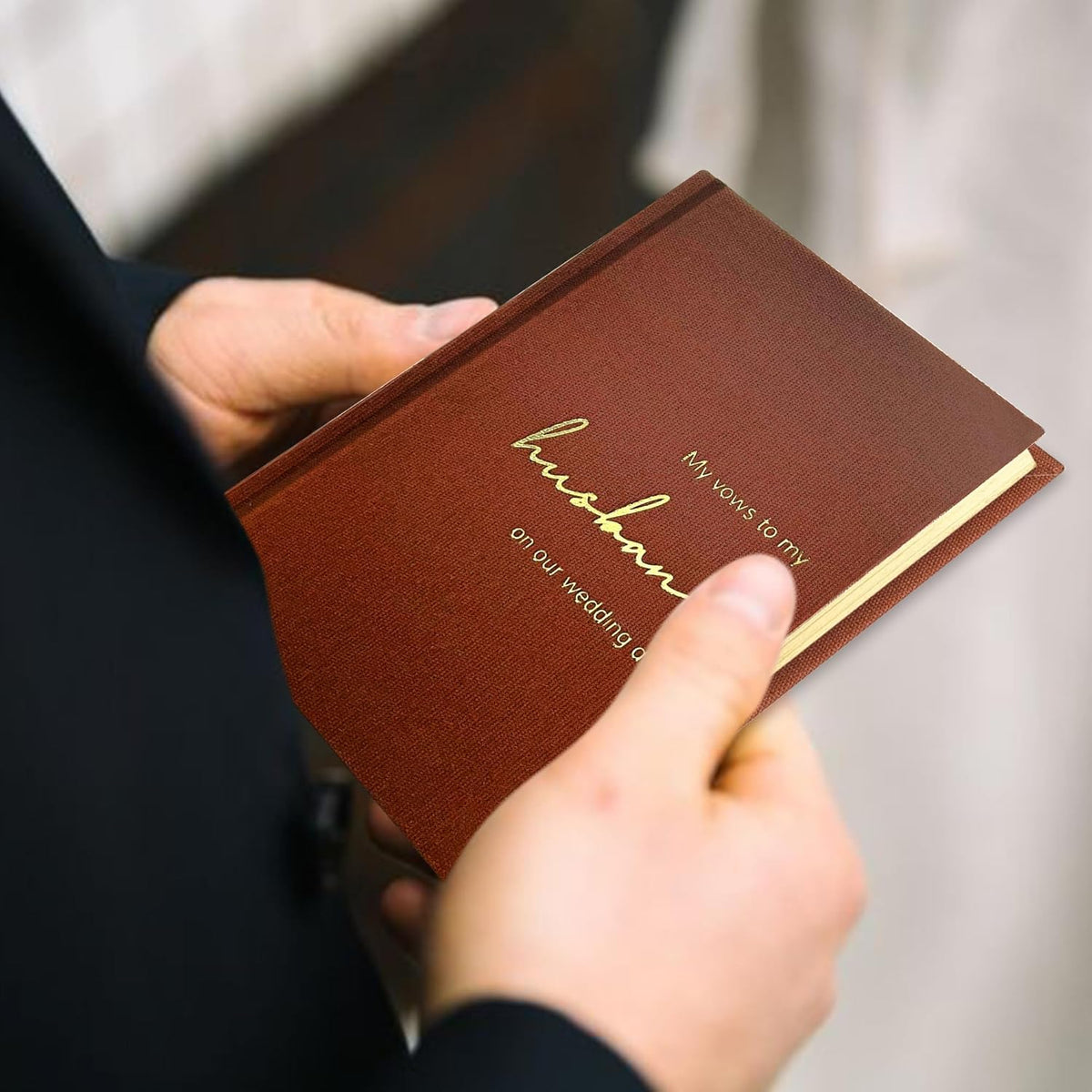 Vow Books His and Hers Set of 2 Canvas Linen Wedding Vow Books Husband and Wife Hard Cover Vow