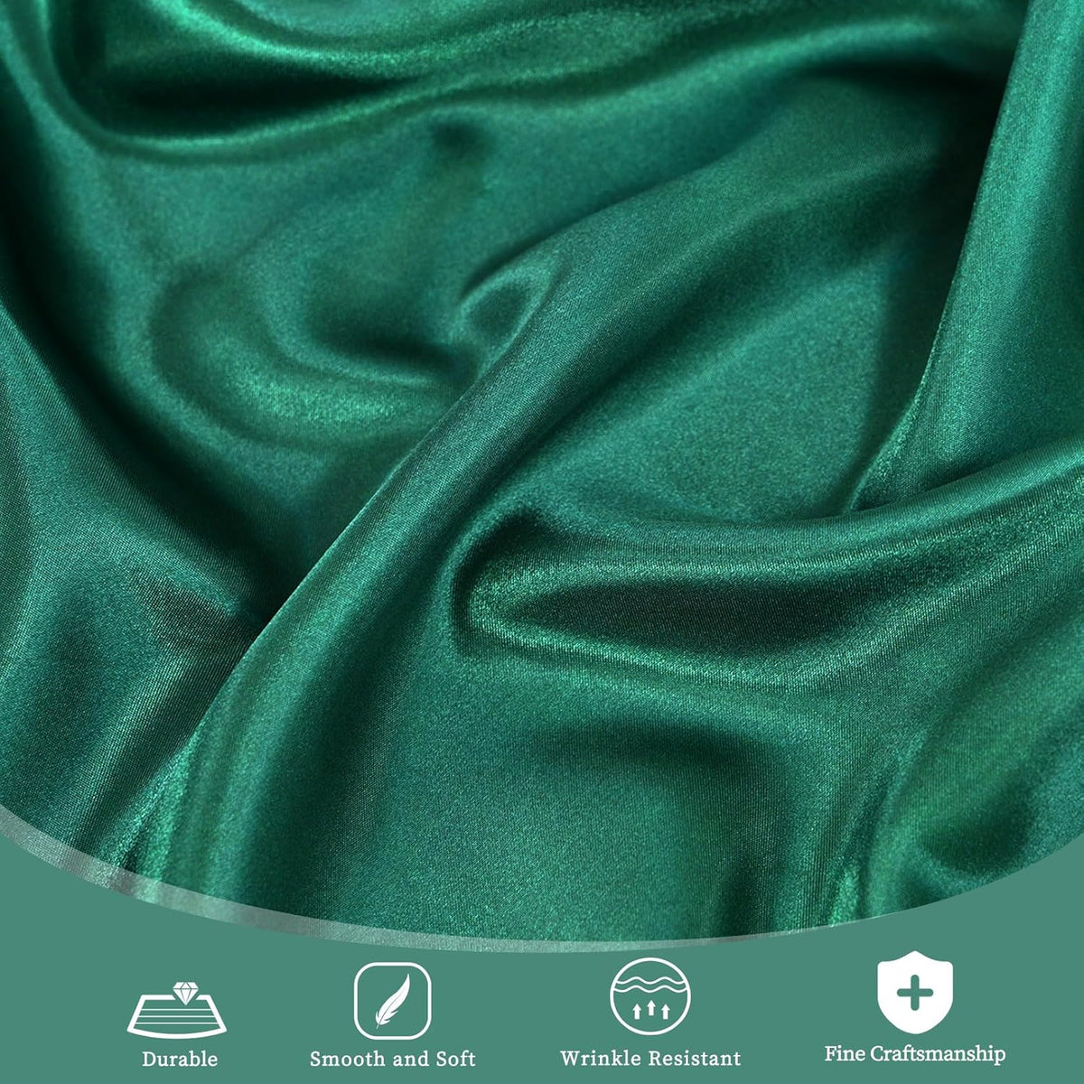 6 Pack 120 Inch Hunter Green Satin Tablecloth - Premium Bright Silky Round Tablecloth Overlay