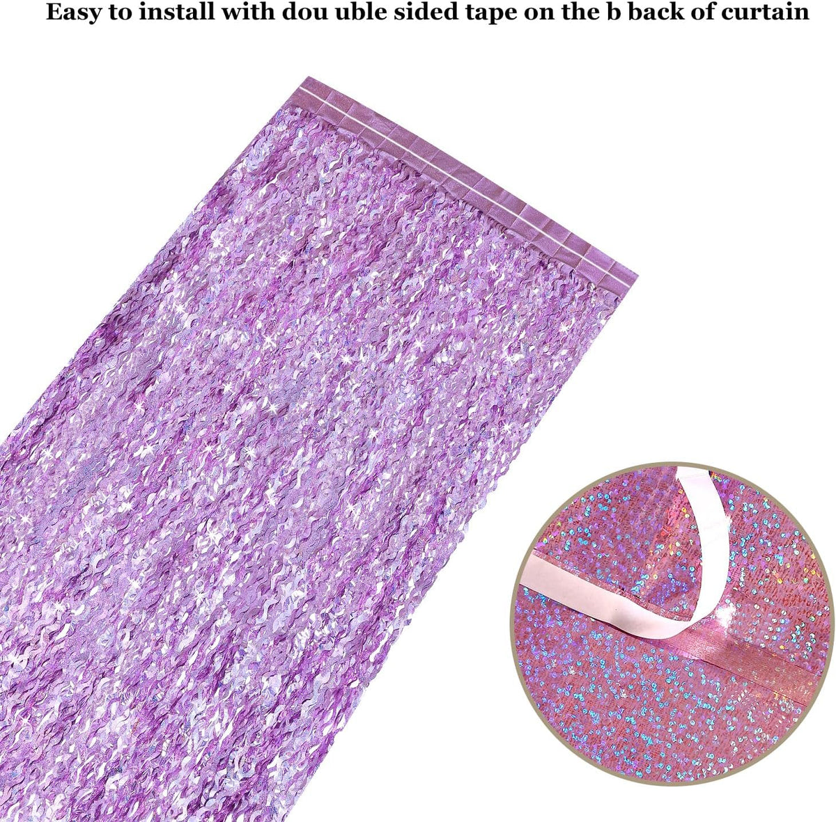 4 Pack Pink Tinsel Curtain Party Backdrop - CYLMFC 3.3 ft x 6.6 ft Sparkle Wavy Foil Fringe