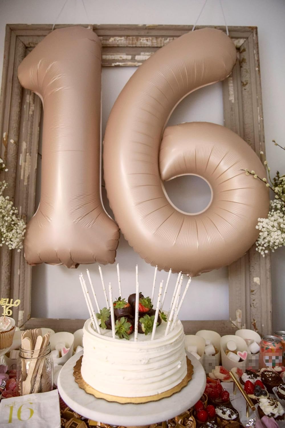 40 Inch Light Brown Mylar Foil Number 6 Birthday Balloon, Digital Balloons for 6 16 Boy Girl Party