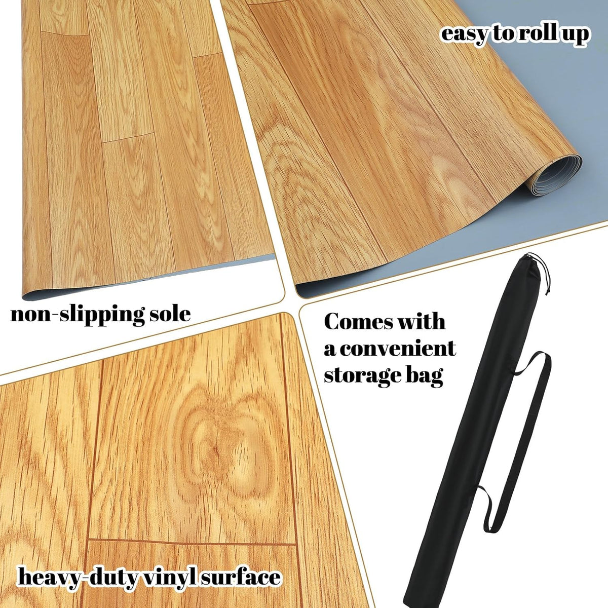 Portable Dance Floor Smooth Ballet Floor Vinyl Dance Mat for Home Stage Studios Kids Adults