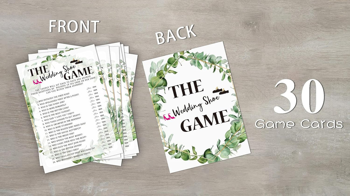 Bridal Shower Game Cards, Wedding Shoe Game, Tropical Jungle Theme Engagement Party Cards for