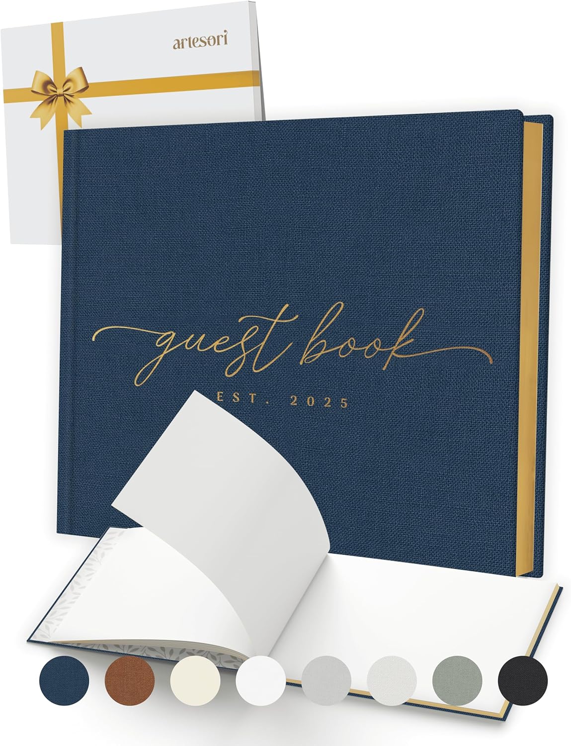ARTESORI Custom 2025 Wedding Guest Book for Reception — Gold-Foiled Guestbook to Sign in, Elegant