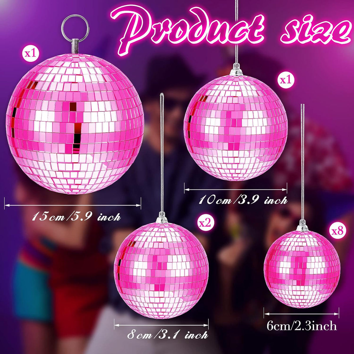 WILLBOND 12 Pack Disco Ball Mirror Ball with Hanging Ring for Fun Retro Disco Party Decorations
