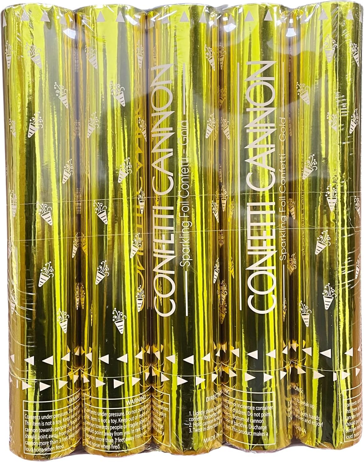 5 Packs Confetti Cannons Gold, 12 Inch Confetti Cannons Party Poppers, Gold Confetti Poppers for