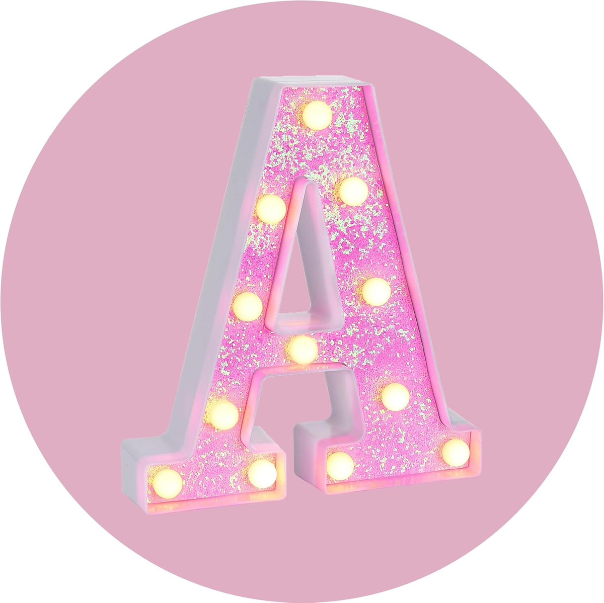 Foaky Pink Light up Letters，Pink Party Decorations,Girls Room Decor,Glitter Light Up