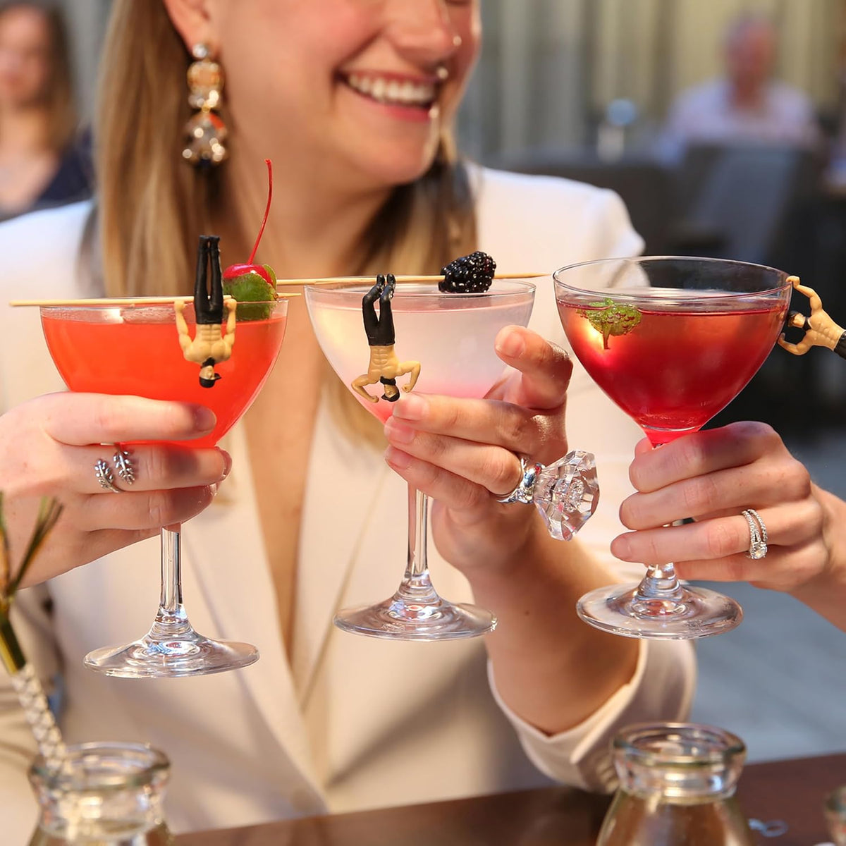 NPW Ladies Night Drink Markers, Original Drinking Buddies & Wine Glass Charms for Family Get