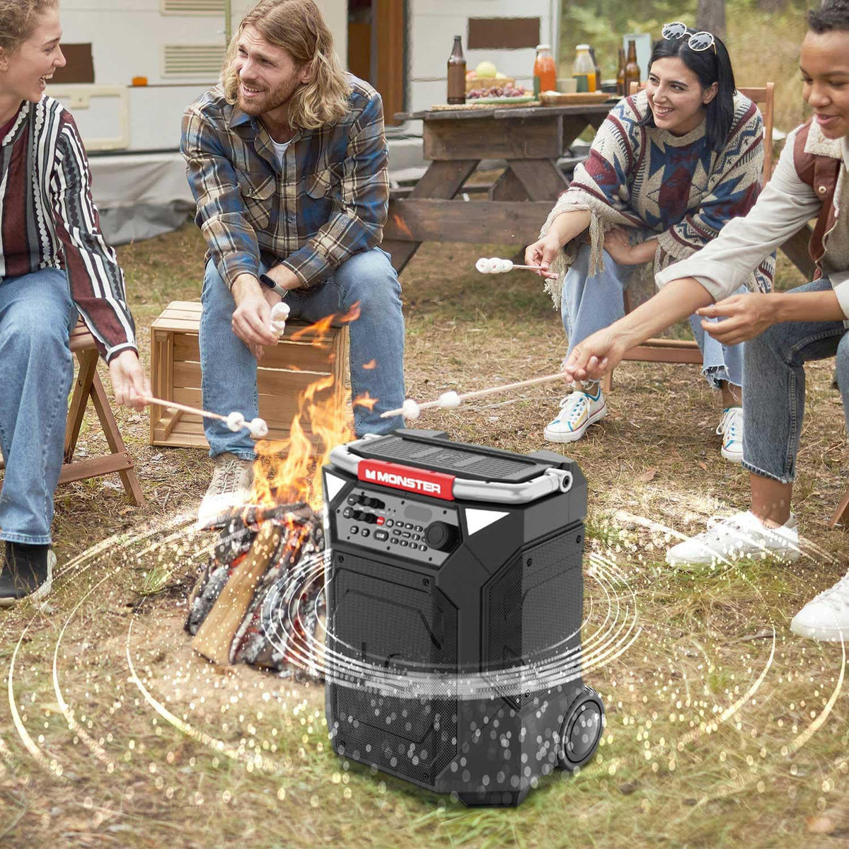 Monster Rockin’ Roller 360 Indoor/Outdoor Portable Bluetooth Speaker | Up to 240W of 360 Degree