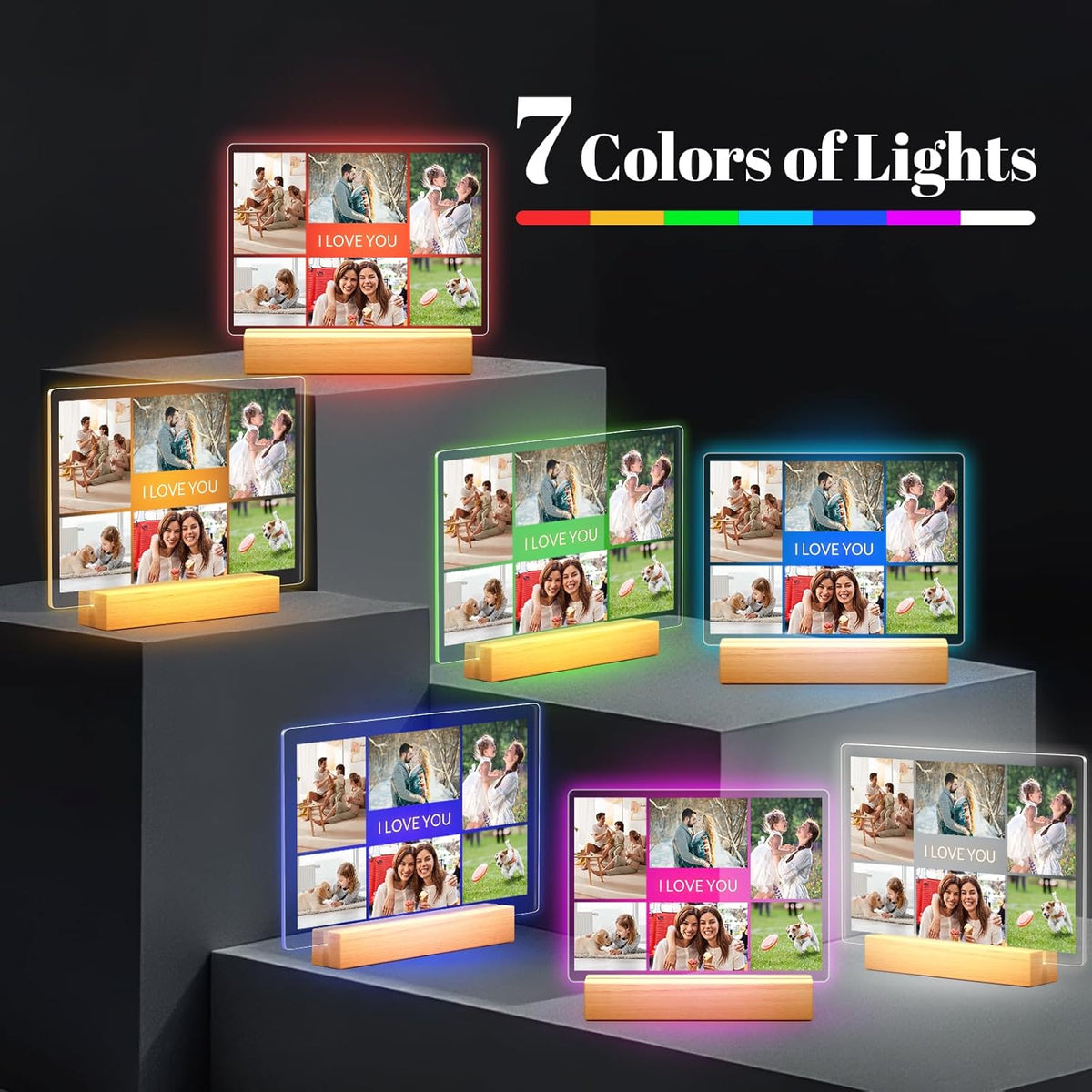 Custom Picture Frames with Photo, Personalized Photo Frame with Night Light, Customized Picture