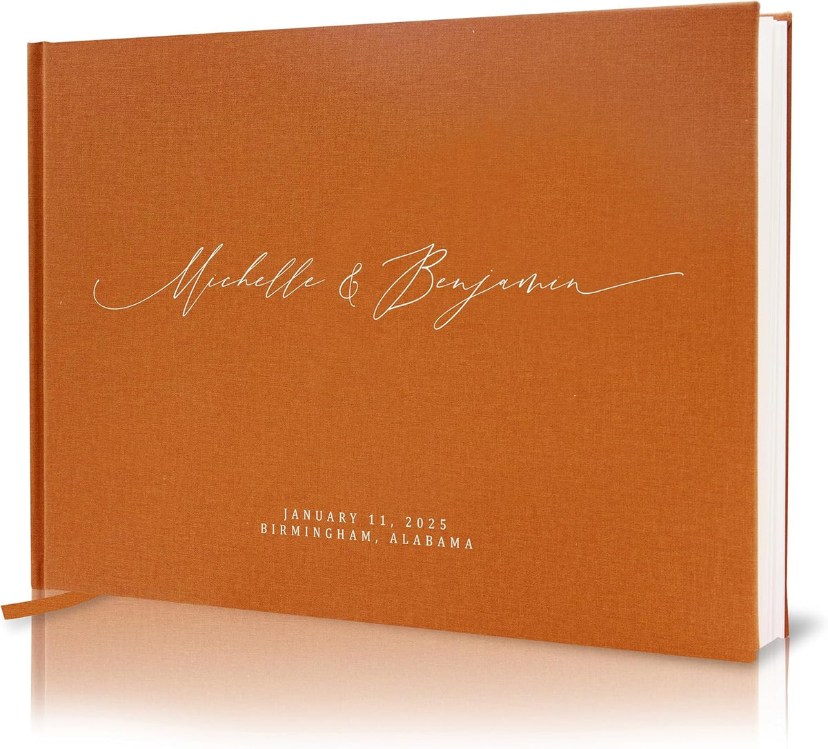 MUUJEE Personalized Guestbook in Terracotta - Premium Custom Modern Guest Book for Wedding