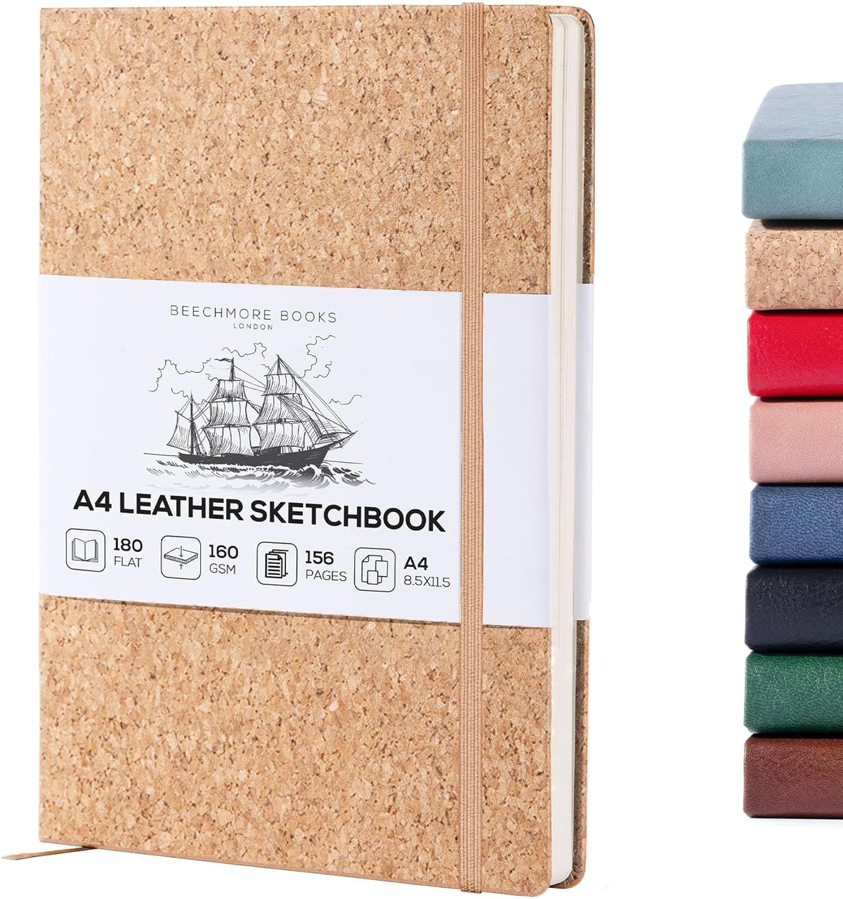 Beechmore Books A4 Sketchbook ??8.5x11 Premium Vegan Leather Bound Large Sketch Book Hardcover with