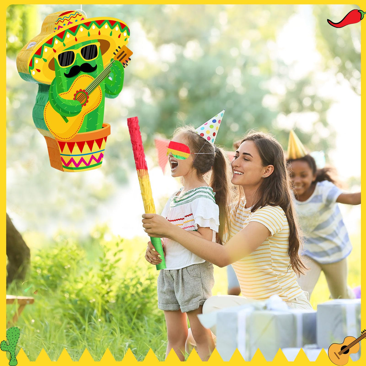 Harrycle Cactus Piñata for Cinco De Mayo Mayo Sombrero Party Hats Mexican Fiesta Decorations with