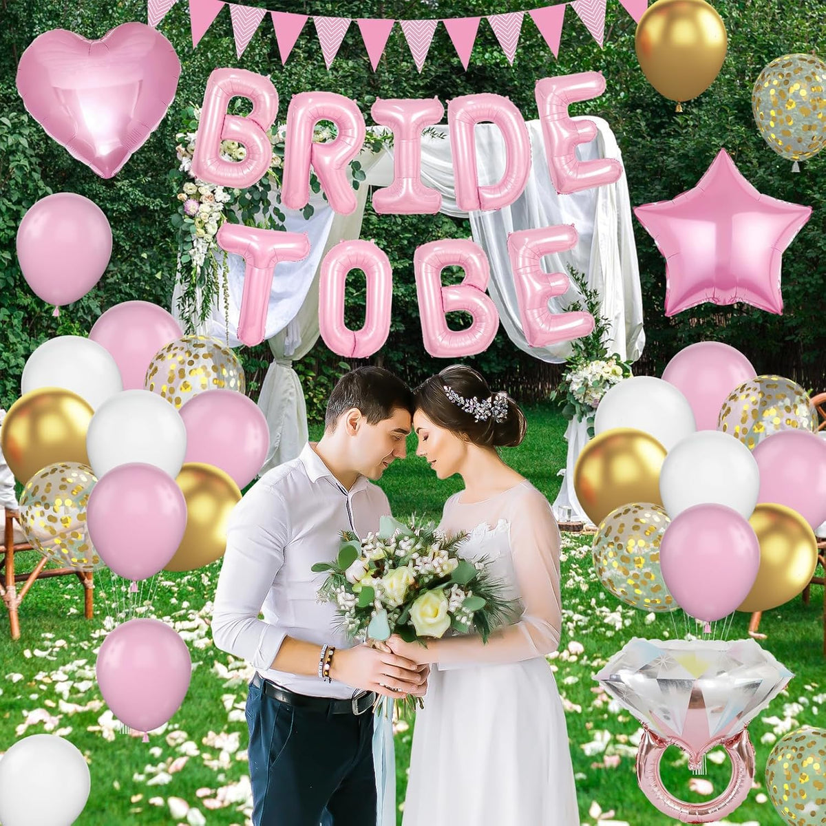 Pink and Gold Bachelorette Party Decorations, Pink Bride To Be Bridal Shower Balloons Decorations