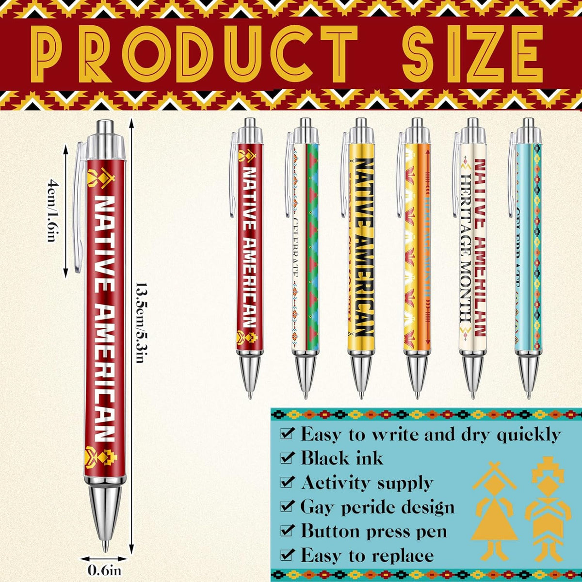 24 Pcs Native American Heritage Month Appreciation Gifts Pens Native American Ballpoint Pen Thank