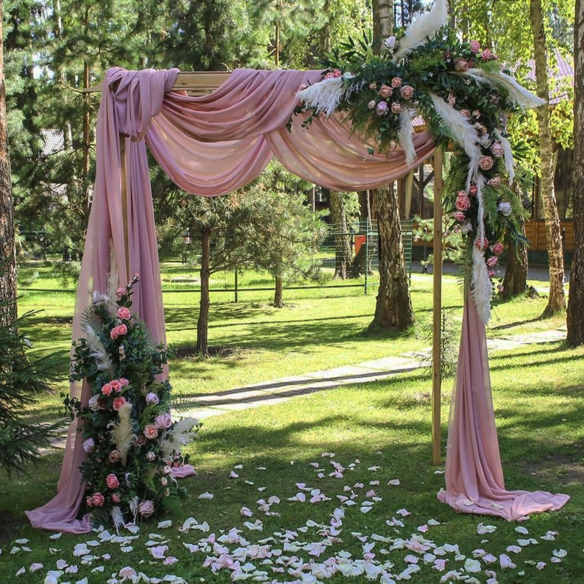 Dusty Rose Wedding Arch Draping Fabric 4 Panels 20Ft Length x 28" Width Arch Drapes Chiffon Fabric