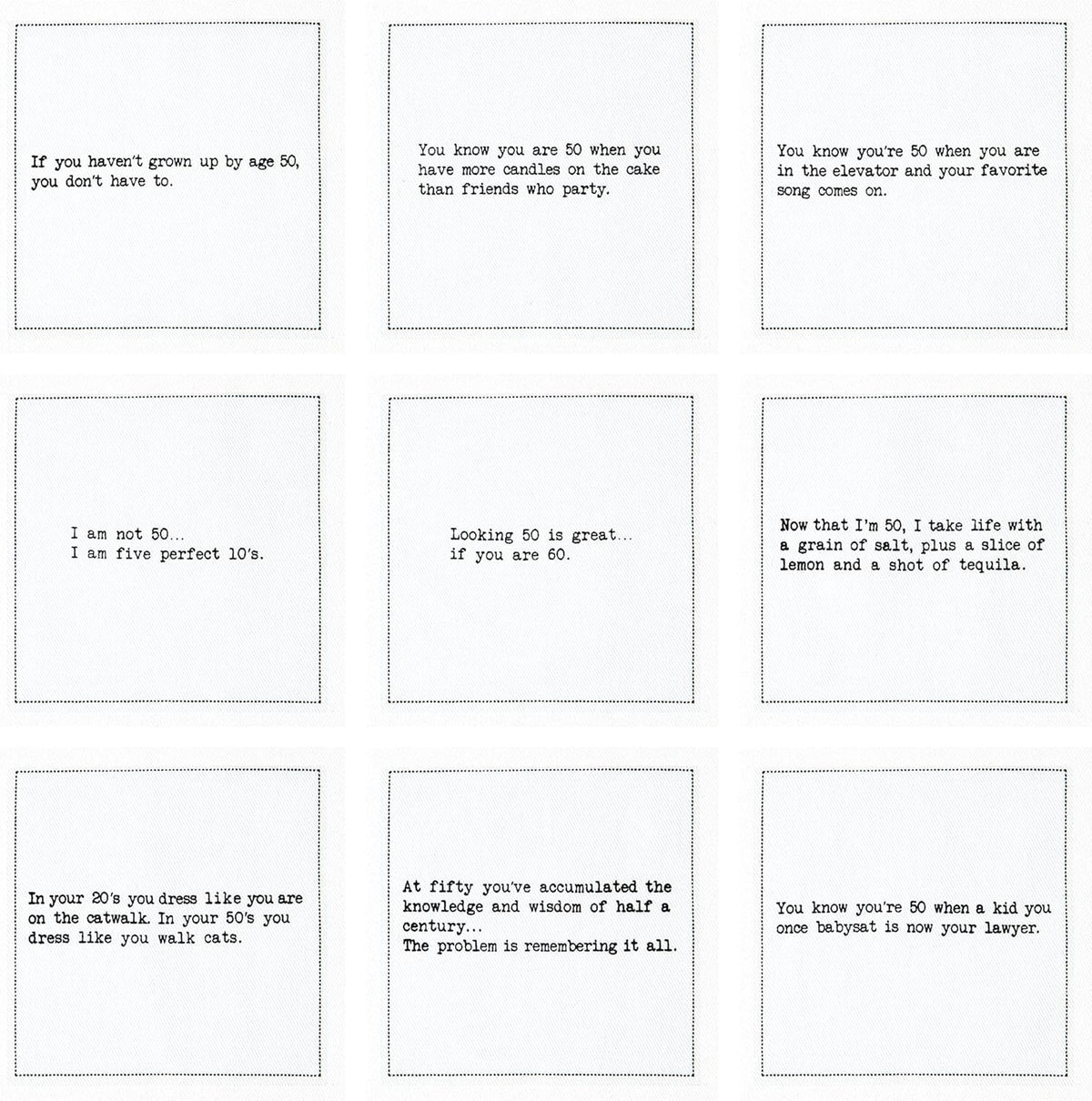Five Star Napkins 50th Birthday Quotes White Cotton Cocktail Napkins, Beverage Napkins, Bar
