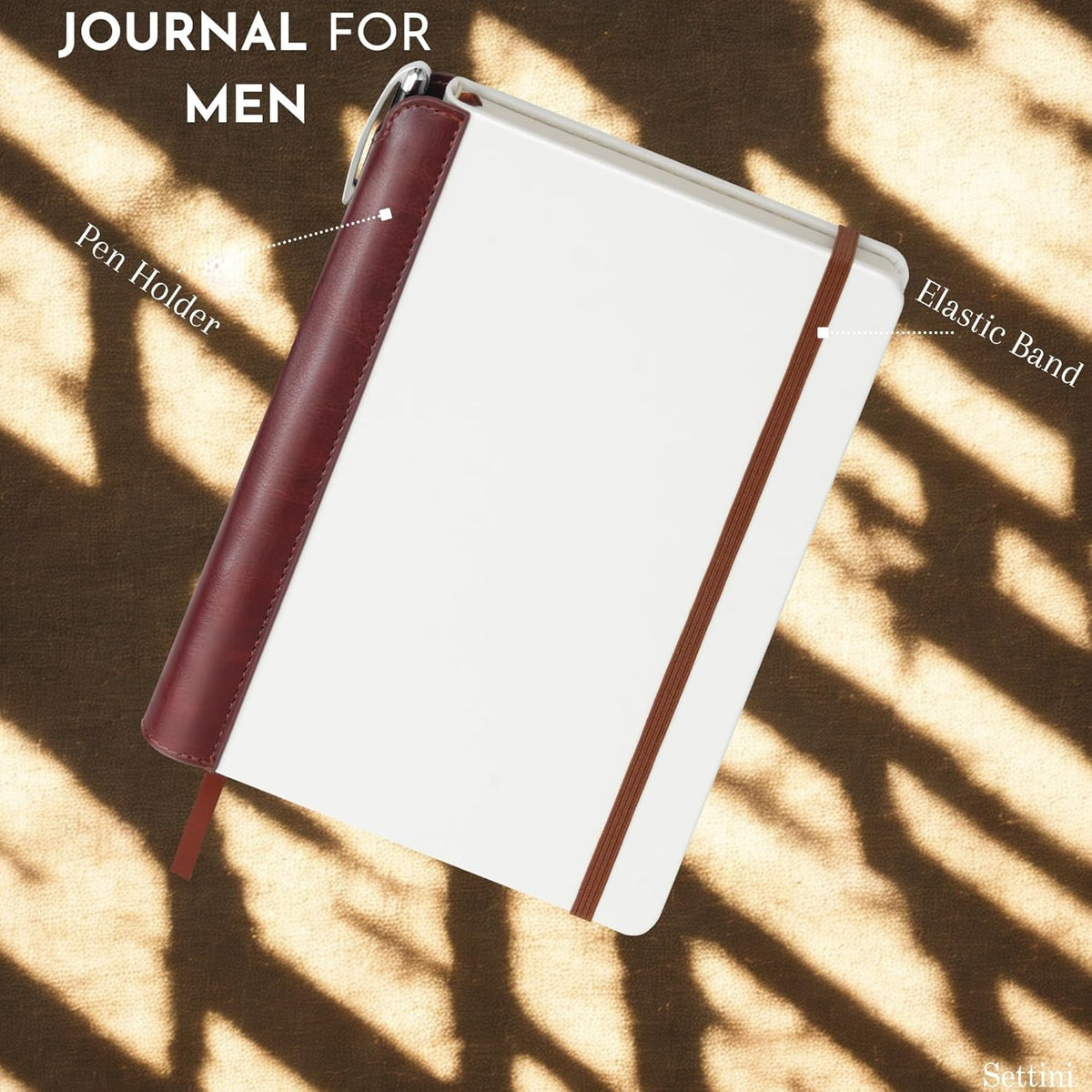 SETTINI® Lined Journal - Modern White Journal for Writing Gift Set - Hardcover Vegan Leather