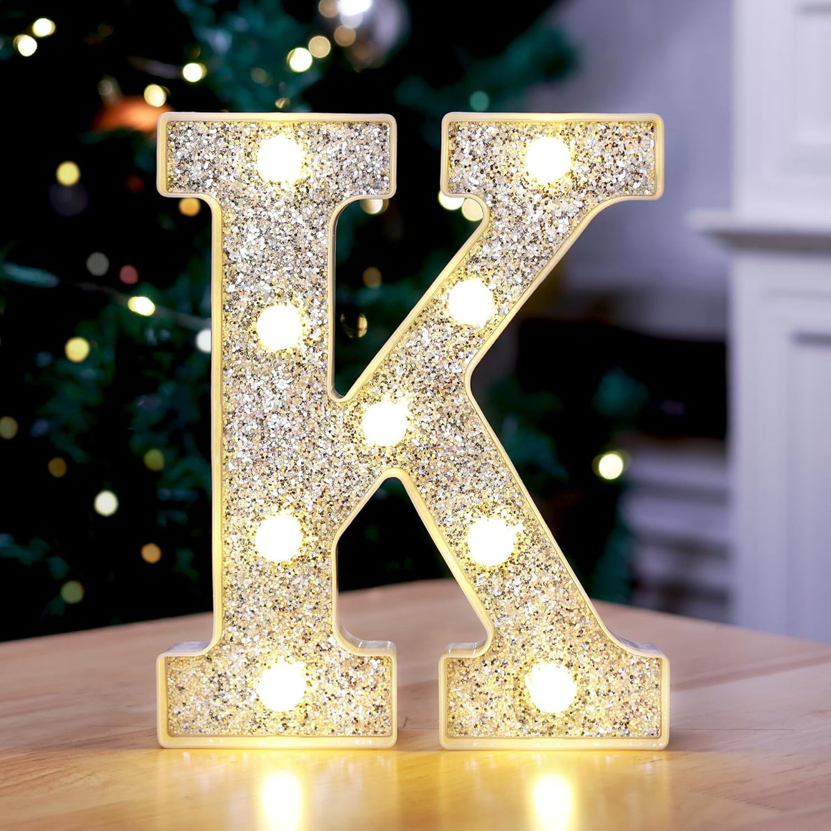 Marquee Light Up Letters, Glitter Silver LED Letter Lights Battery Powered Alphabet Letter Sign for