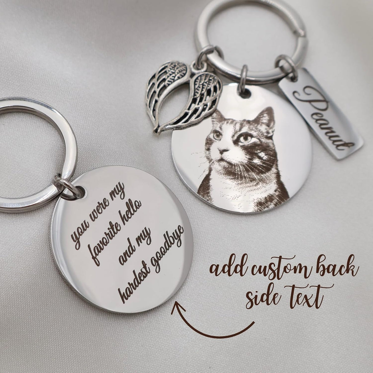 Personalized Pet Photo Engraved Keychain – Custom Dog or Cat Portrait Keepsake – Stainless Steel