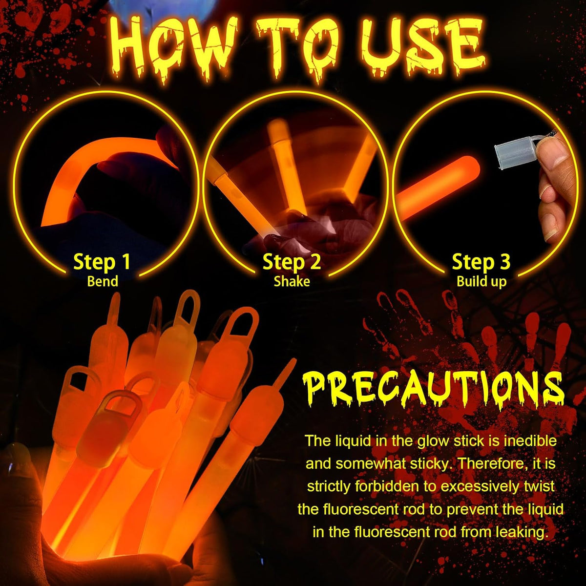 Lewtemi 4" or 6" 100 Pack Bright Glow Sticks Bulk, Glow in The Dark Party Supplies Birthday and
