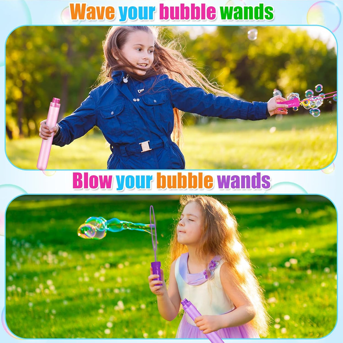 Bubble Wand, 12 Pcs Bubble Wands Bulk in 6 Colors, Bubble Party Favors for Kids, Summer Toys