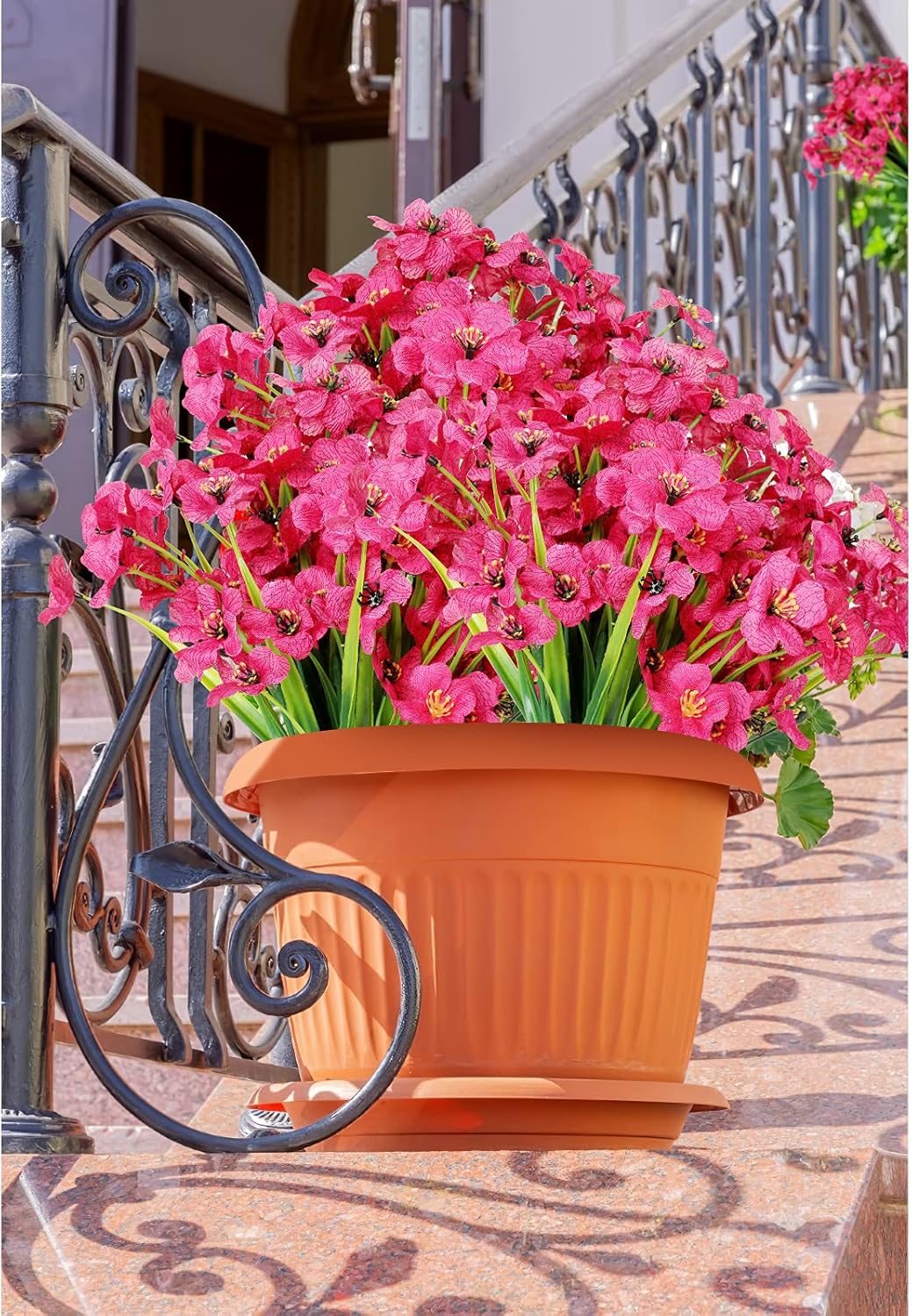 AmyHomie 20 Bundles Artificial Flowers for Outdoor Outside Spring Summer Decoration UV Resistant
