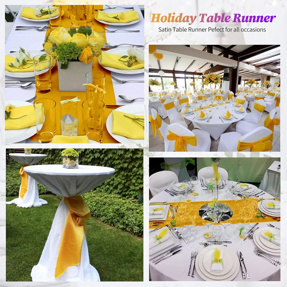 12 Pack Gold Satin Table Runner,12 x 108 inch Long Premium Smooth Table Runner for Wedding