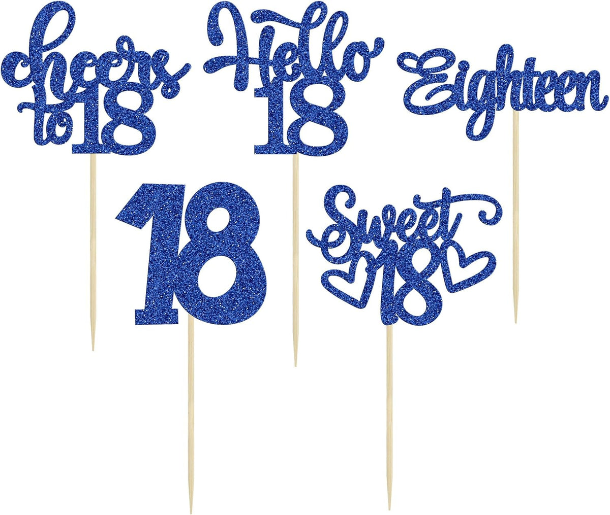 30Pcs18th Birthday Cupcake Toppers Eighteen Happy 18th Cupcake Picks Sweet 18 Cheers to 18 Cake