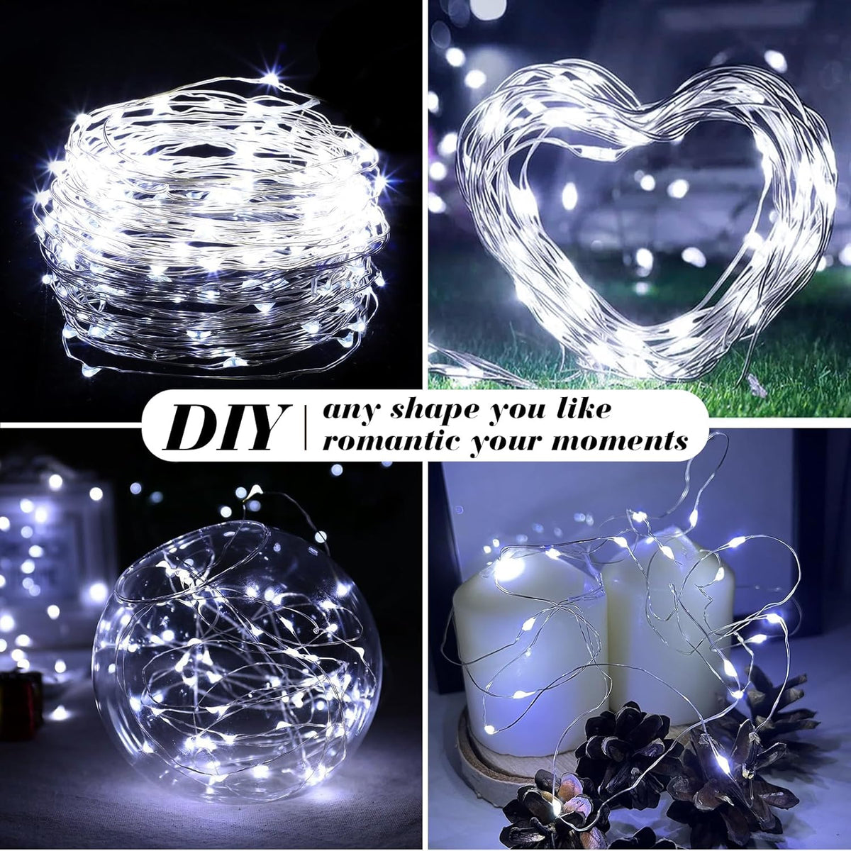 ZGWJ 12 Pack Fairy Lights Battery Operated, 7ft 20 Mini LED Fairy String Lights Silver Wire 3 Modes
