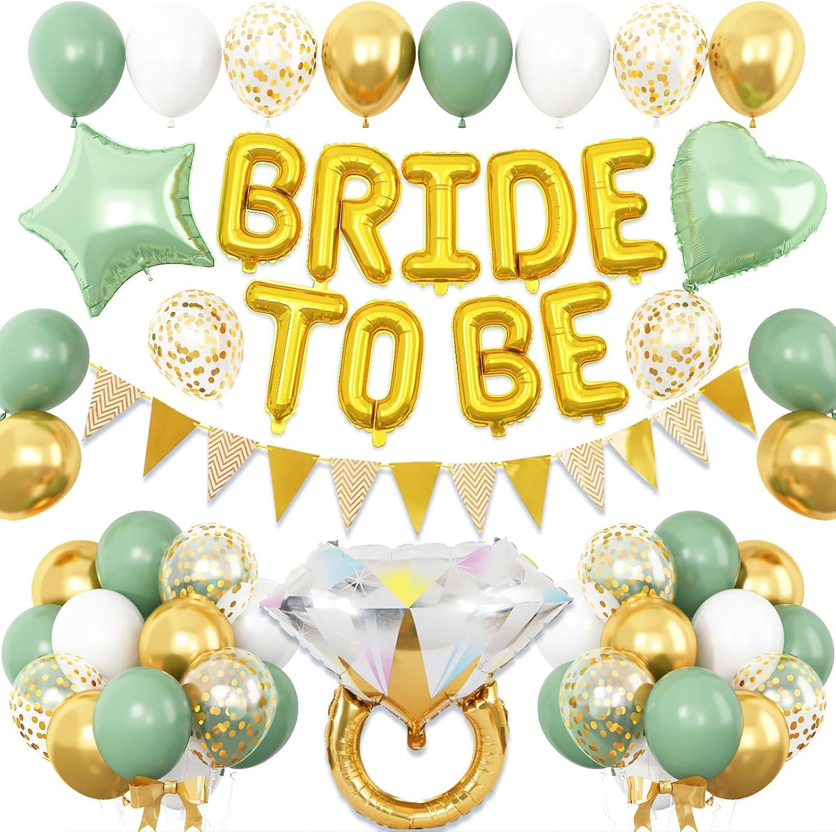 Bridal Shower Decorations Sage Green,Bachelorette Party Decor with Bride To Be Letter Balloons