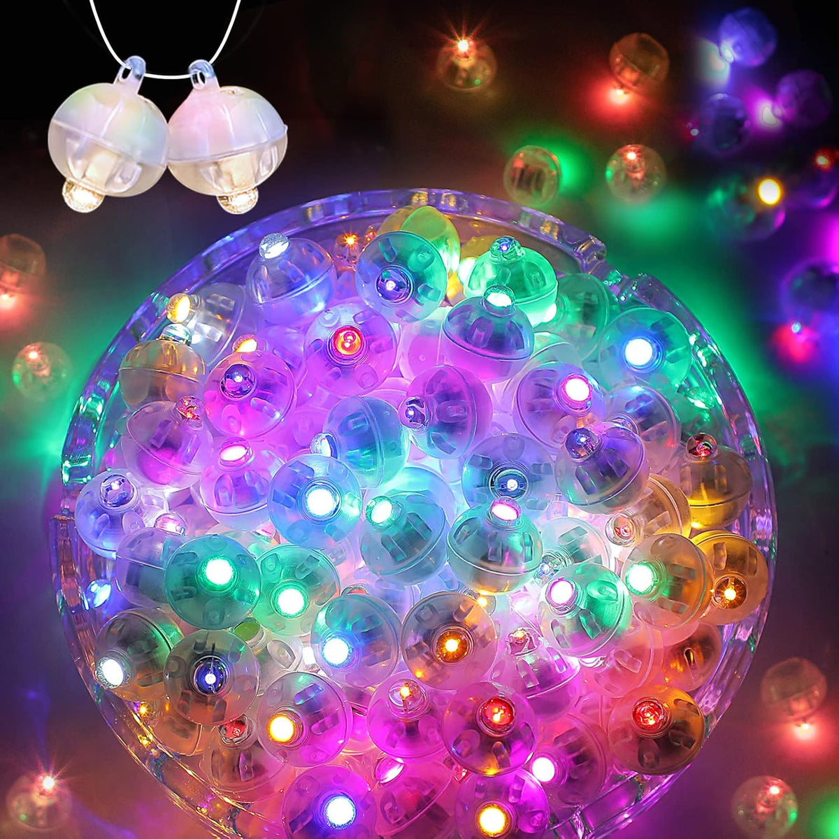 100pcs Balloon Lights, Long Standby Time Mini Ball Light, Round LED Multicolor Flash Ball Lamp for
