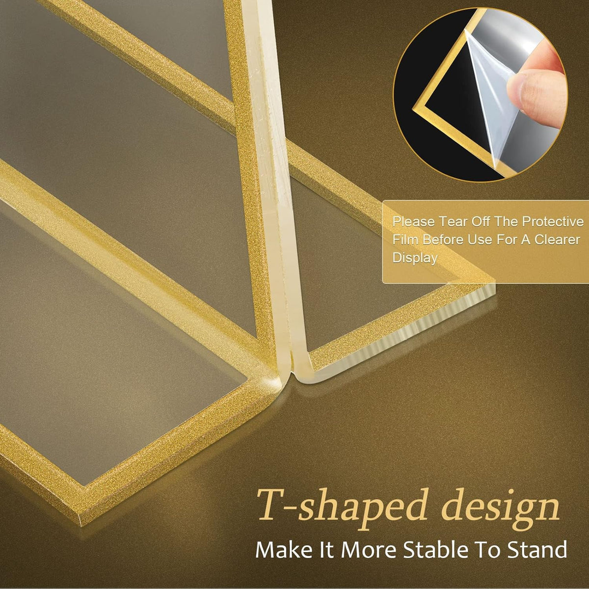 Hoteam 18 Pack Acrylic Sign Holder 4 x 6 Inch Gold Frames Wedding Table Number Holders, Double