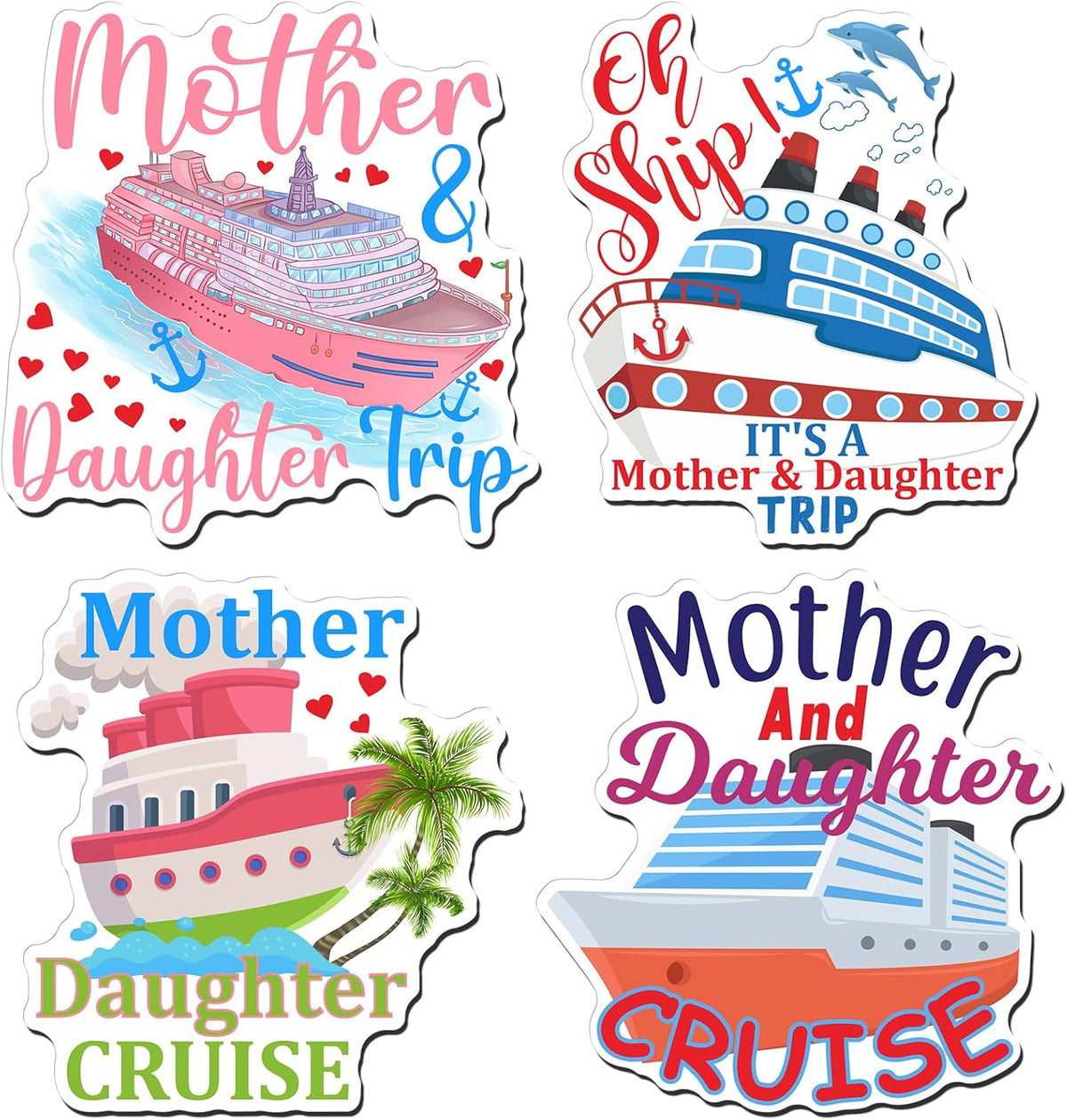 Hoteam 4 Pcs Mother Daughter Cruise Door Decorations Magnetic Large Cruise Ship Door Magnets Funny