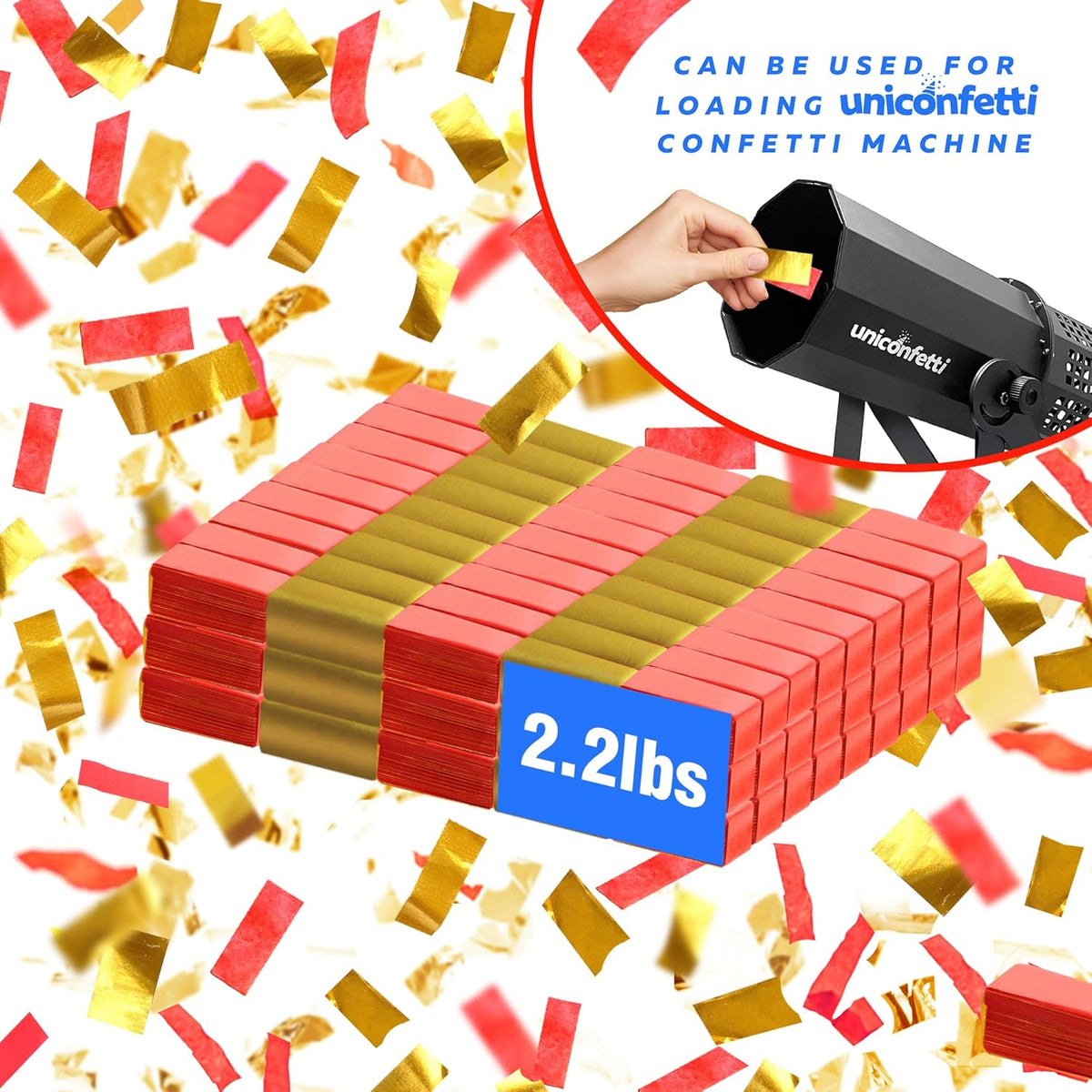 Red & Gold Confetti Paper - BULK 2.2lbs | 1kg, Biodegradable Tissue Paper, Rainbow Light Weight