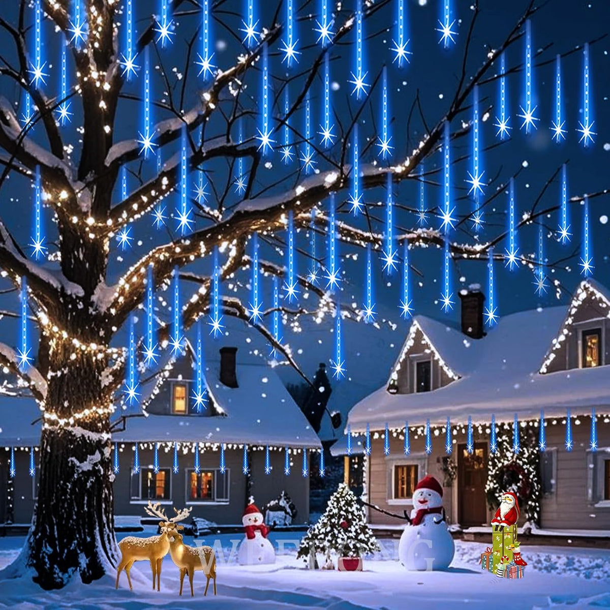 Meteor Shower Lights Outdoor Christmas Lights UL Certified Falling Rain Drop Snowfall Icicle