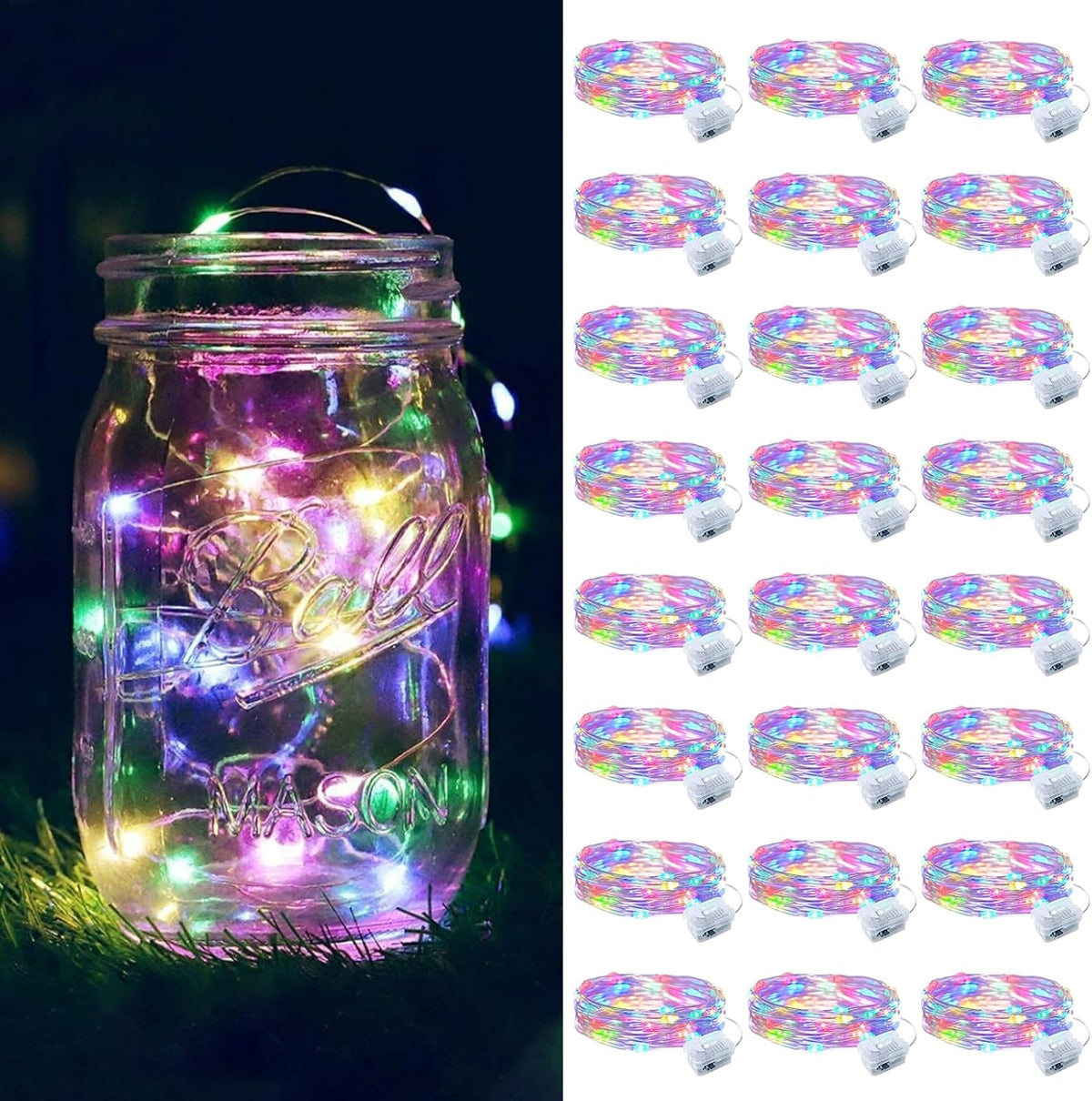 ZGWJ 24 Pack Fairy Lights Battery Operated, 7ft 20 Mini LED Fairy String Lights Silver Wire 3 Modes