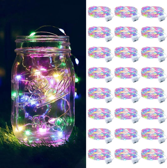ZGWJ 24 Pack Fairy Lights Battery Operated, 7ft 20 Mini LED Fairy String Lights Silver Wire 3 Modes