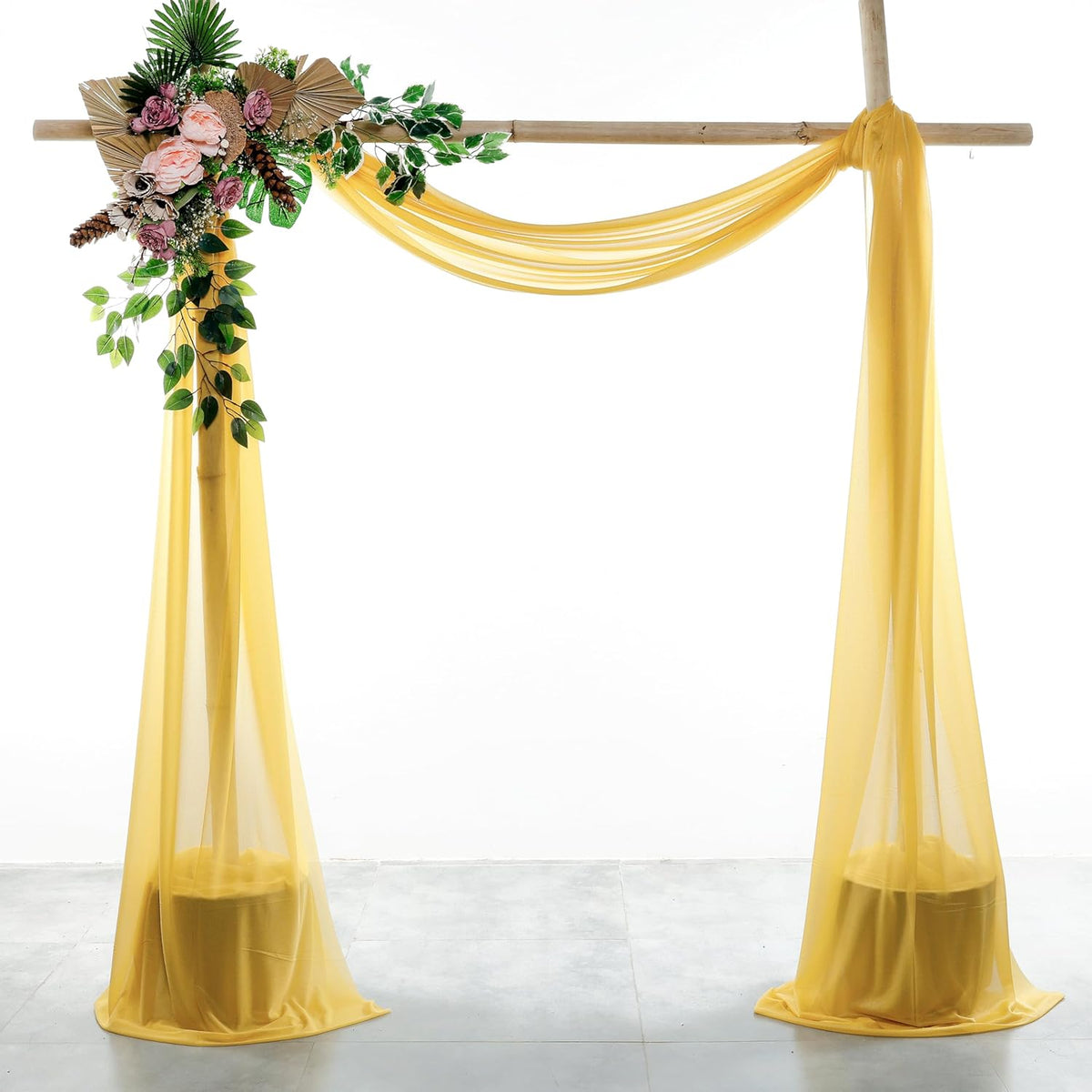 VDS Pack of 2 Panel (30 Inch X 30 Feet) Wedding Arch Draping Fabric Sheer Chiffon Fabric Drapery