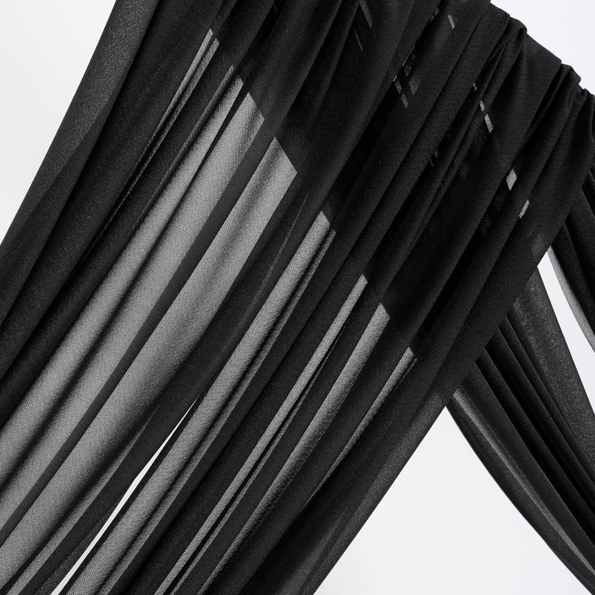 MLMW Wedding Arch Draping Fabric 2 Panels 29" x 20Ft Black Sheer Wedding Arch Backdrop Drapes