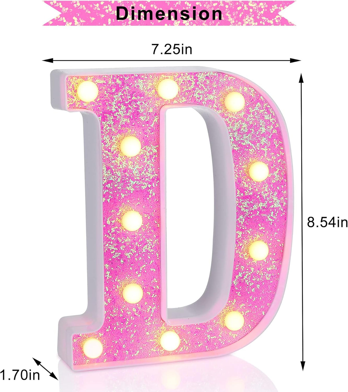 Foaky Pink Light up Letters，Pink Party Decorations,Girls Room Decor,Glitter Light Up
