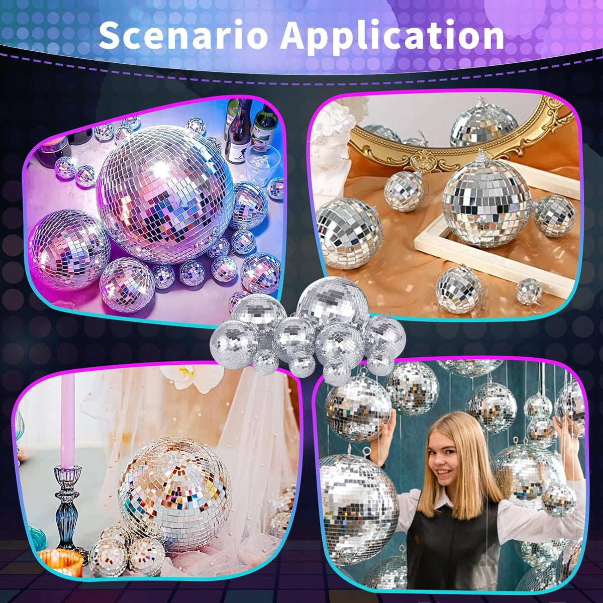 Mirror Disco Ball Silver Mirror Ball: 6 Inches Reflective Hanging Ball - 80s Party Club Stage Props