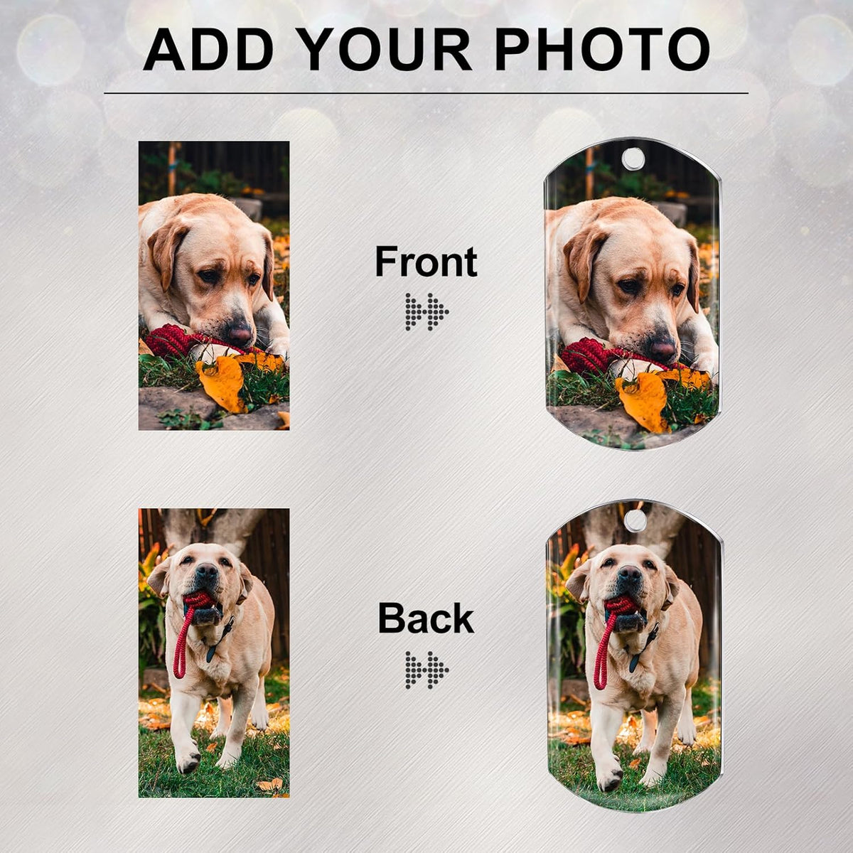 Funnylife Personalized Dog Memorial Photo Keychain Stainless Steel Custom Pet Memory Keychain Loss
