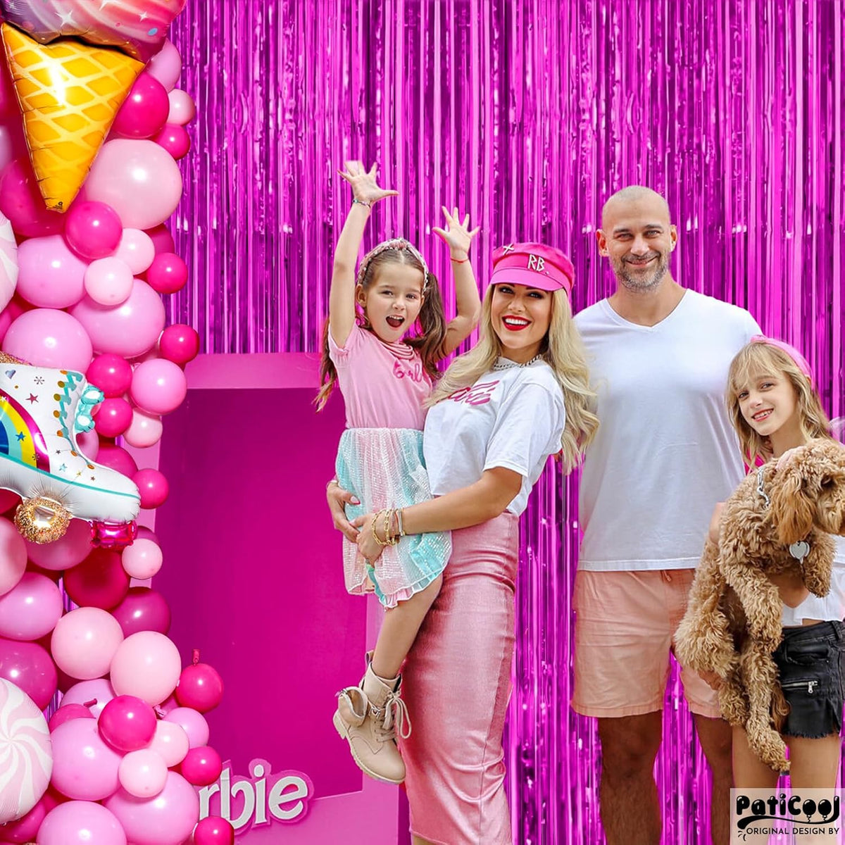 Hot Pink Streamers Party Decorations - Thicken 4 Pack 3.2x8.2 FT - Hot Pink Tinsel Foil Fringe