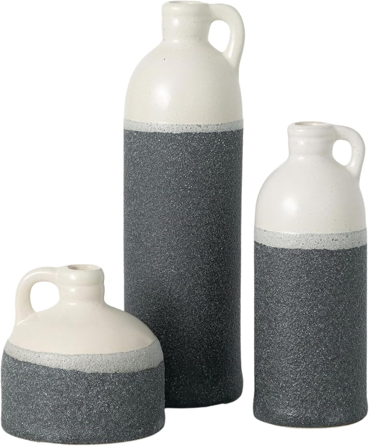 Sullivans Jug Vase Set, Two Tone White and Grey Texture Farmhouse Decor for Your Kitchen, Bedroom