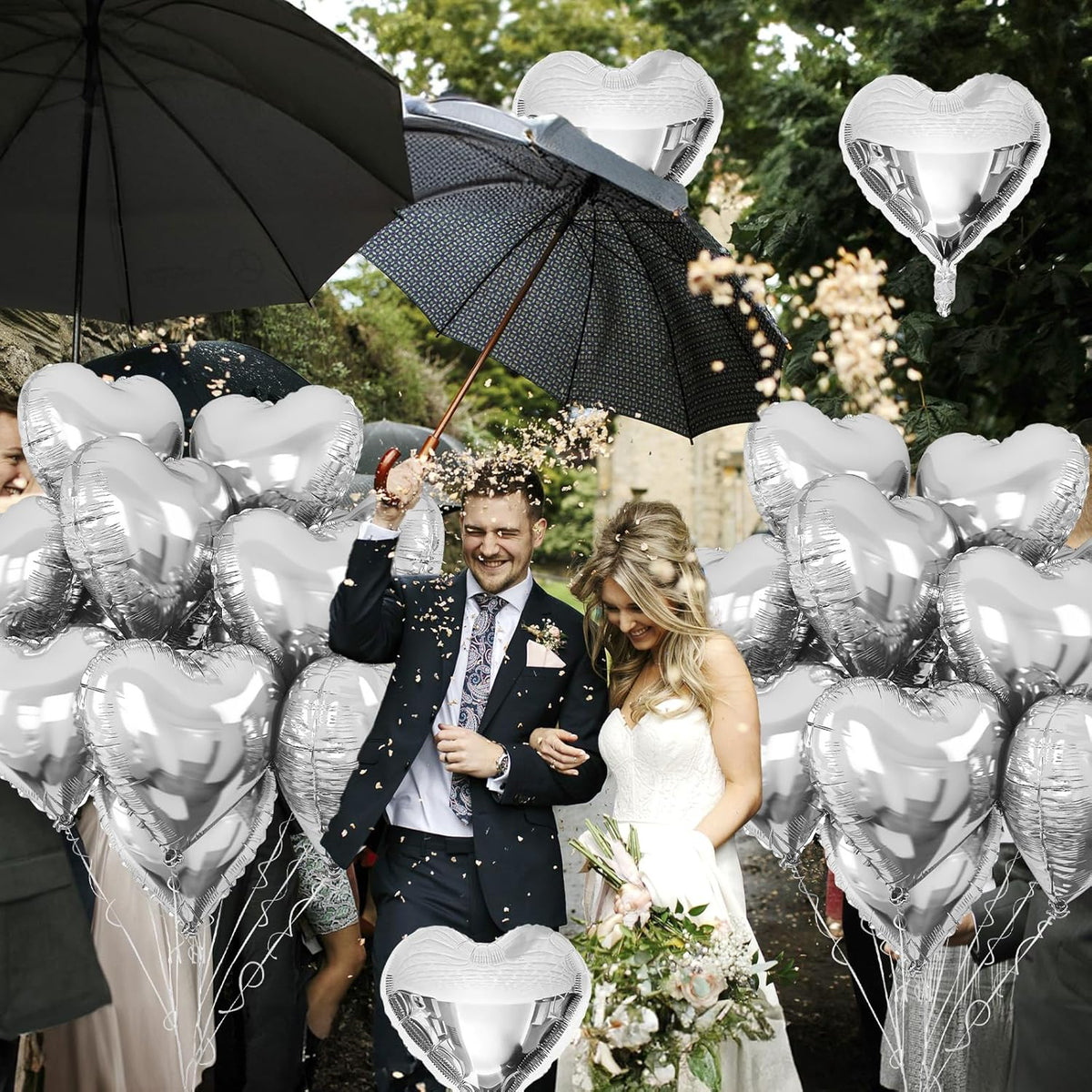 Silver Heart Foil Balloons, 10PCS 18Inch Mylar Balloons for Birthday, Valentine, Wedding, Baby