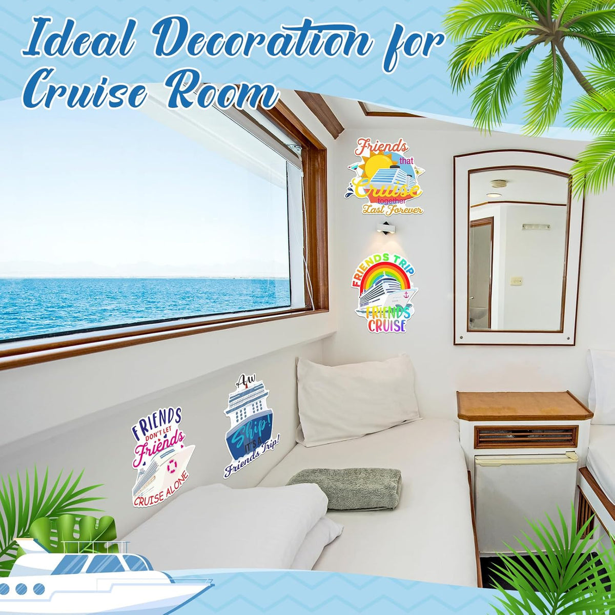 Hoteam 4 Pcs Friends Cruise Door Decorations Magnetic Large Friends Cruise Ship Door Magnets Funny