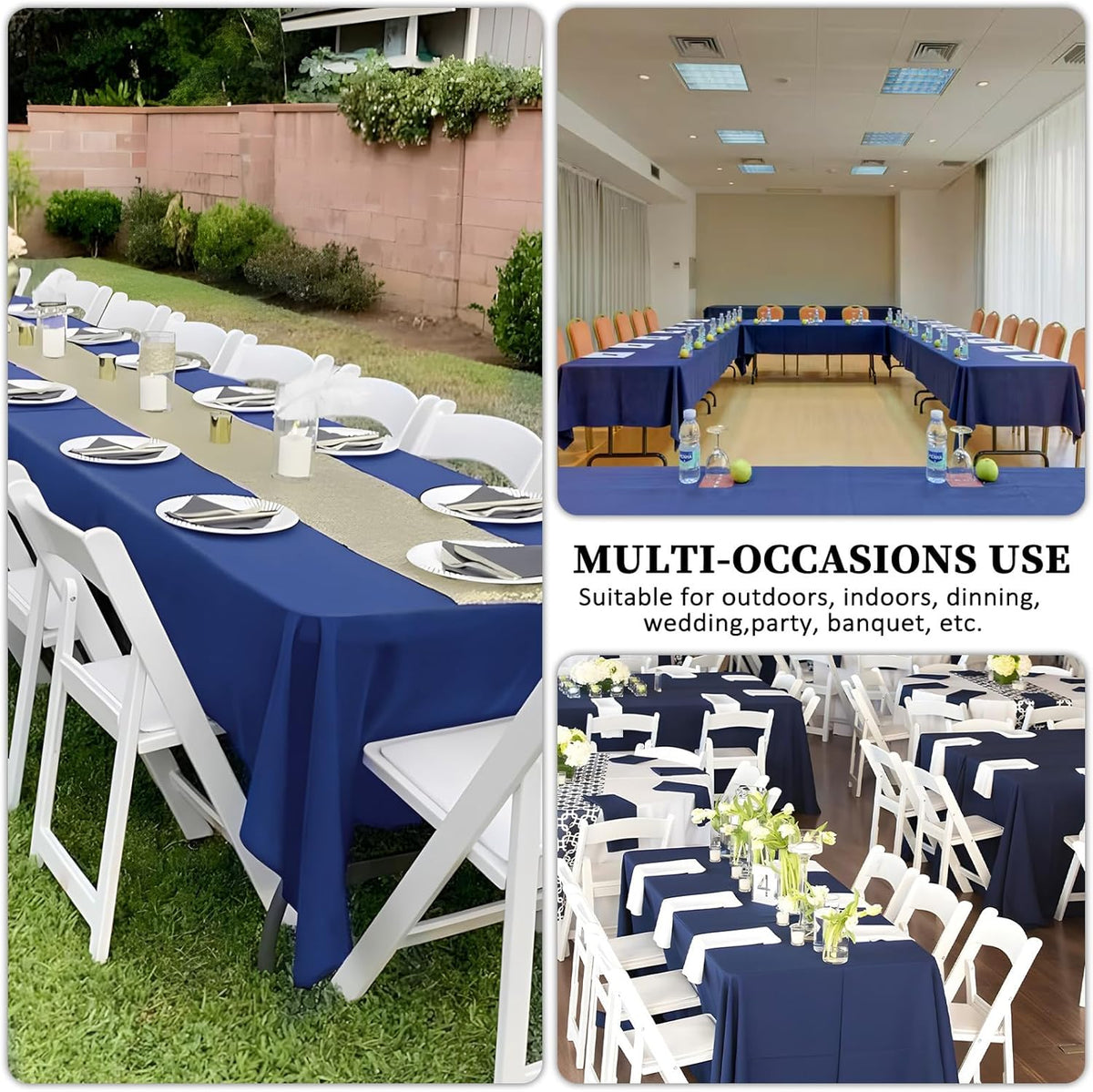 8 Pack Navy Blue Tablecloth 60 x 126 Inch Rectangular Tablecloths for 8 Foot Rectangle Tables