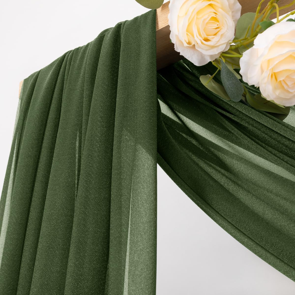 MLMC Olive Green Wedding Arch Draping Fabric 2 Panels 29" x 20 FT Extra Long Gauze Drapes Sheer